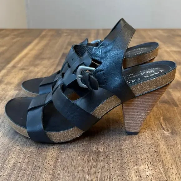 Kork-Ease Elinor Sandal Heel Genuine Leather Cork Strappy Black US 8 EU 39 - Picture 6 of 12
